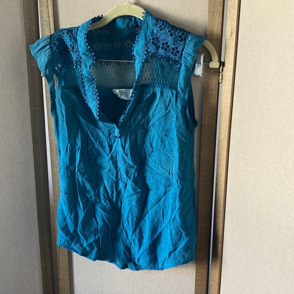FINAL MARKDOWN Wanderer Turquoise Lace Blouse small